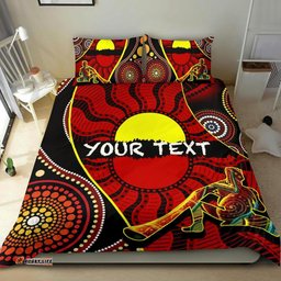 Custom Aboriginal Bedding Set - Indigenous Dots Pattern With Didgeridoo
