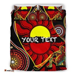 Custom Aboriginal Bedding Set - Indigenous Dots Pattern With Didgeridoo