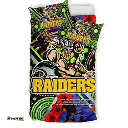 Raiders Rugby Anzac Aboriginal Bedding Set - Canberra Raiders with Anzac Day Poppy Flower Bedding Set
