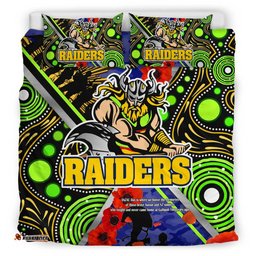 Raiders Rugby Anzac Aboriginal Bedding Set - Canberra Raiders with Anzac Day Poppy Flower Bedding Set