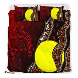 Aboriginal Bedding Set - Aboriginal Flag Lizard Dot Painting Style