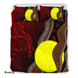 Aboriginal Bedding Set - Aboriginal Flag Lizard Dot Painting Style