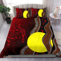 Aboriginal Bedding Set - Aboriginal Flag Lizard Dot Painting Style
