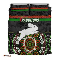 South Sydney Rabbitohs ANZAC 2022 Bedding Set Indigenous Vibes Black