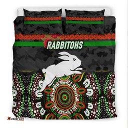 South Sydney Rabbitohs ANZAC 2022 Bedding Set Indigenous Vibes Black