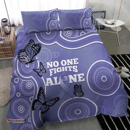 Australia Stomach Cancer Awareness Bedding Set No One Fights Alone Aboriginal Art