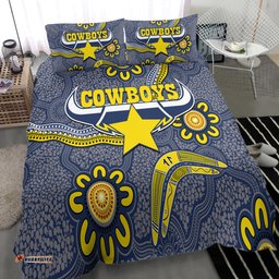 Cowboys Rugby Bedding Set - Aboriginal Boomerang Cowboys Bedding Set RLT13