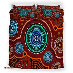 Australia Indigenous Bedding Set - Aboriginal Inspired style of Indigenous dot art painting