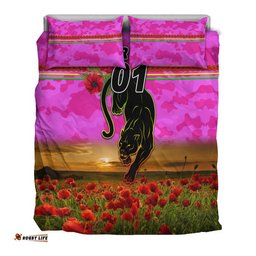 Custom Personalised Penrith Panthers ANZAC 2022 Bedding Set Poppy Flowers Vibes Pink