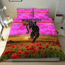 Custom Personalised Penrith Panthers ANZAC 2022 Bedding Set Poppy Flowers Vibes Pink