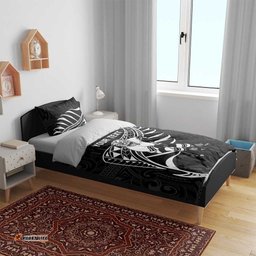 Custom Aotearoa Ice Hockey Bedding Set NZ Tiki Mascot Maori Pattern
