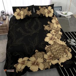 Hibiscus Plumeria Golden Turtle Bedding Set