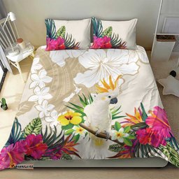 New Zealand Cacatua Galerita Bedding Set Aotearoa Cockatoo Tropical Flowers