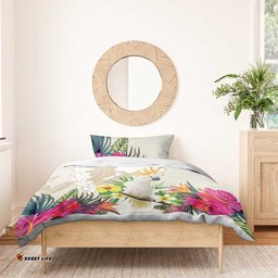 New Zealand Cacatua Galerita Bedding Set Aotearoa Cockatoo Tropical Flowers