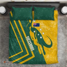 Personalised Australia Soccer Bedding Set Green & Gold Go Socceroos