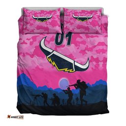 Custom Personalised North Queensland Cowboys ANZAC 2022 Bedding Set Simple Style Pink