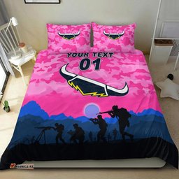 Custom Personalised North Queensland Cowboys ANZAC 2022 Bedding Set Simple Style Pink