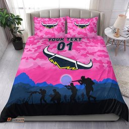 Custom Personalised North Queensland Cowboys ANZAC 2022 Bedding Set Simple Style Pink