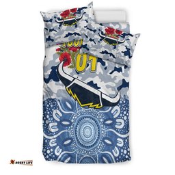 Custom Personalised North Queensland Cowboys ANZAC 2022 Bedding Set Indigenous Vibes White