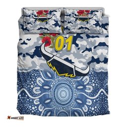 Custom Personalised North Queensland Cowboys ANZAC 2022 Bedding Set Indigenous Vibes White