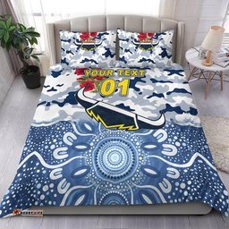 Custom Personalised North Queensland Cowboys ANZAC 2022 Bedding Set Indigenous Vibes White