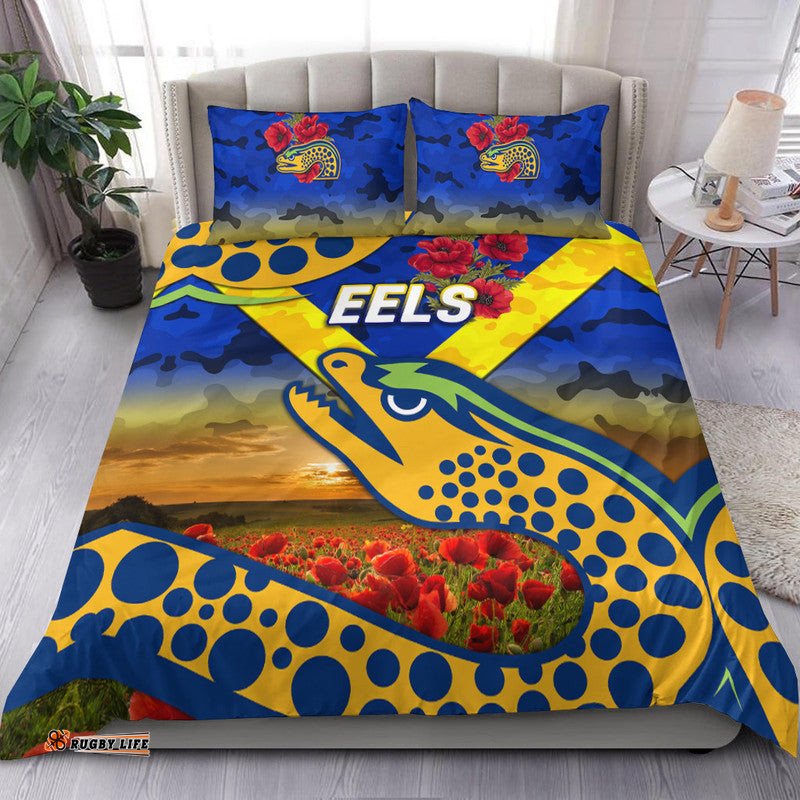 Parramatta Eels ANZAC 2022 Bedding Set Poppy Flowers Vibes Blue