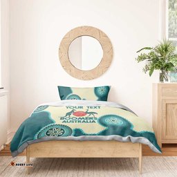 Custom Australia Boomers Bedding Set Aboriginal With Marble Pattern Cyan