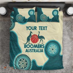 Custom Australia Boomers Bedding Set Aboriginal With Marble Pattern Cyan