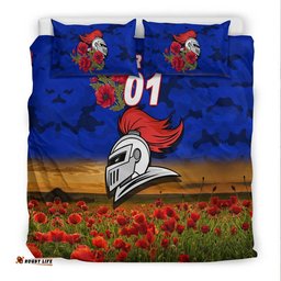 Custom Personalised Newcastle Knights ANZAC 2022 Bedding Set Poppy Flowers Vibes