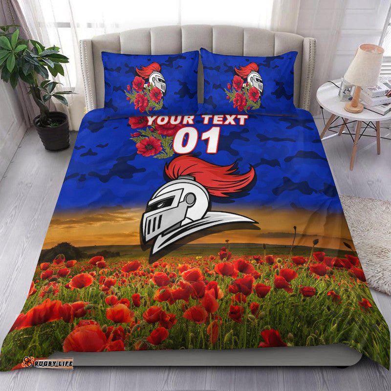 Custom Personalised Newcastle Knights ANZAC 2022 Bedding Set Poppy Flowers Vibes
