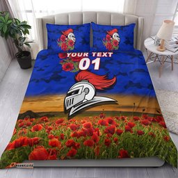 Custom Personalised Newcastle Knights ANZAC 2022 Bedding Set Poppy Flowers Vibes