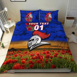 Custom Personalised Newcastle Knights ANZAC 2022 Bedding Set Poppy Flowers Vibes