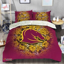 Brisbane Broncos Bedding Set Polynesian Hibiscus Tropical Vintage - NRL