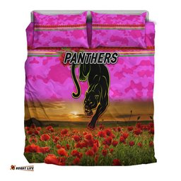 Penrith Panthers ANZAC 2022 Bedding Set Poppy Flowers Vibes Pink