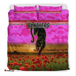 Penrith Panthers ANZAC 2022 Bedding Set Poppy Flowers Vibes Pink
