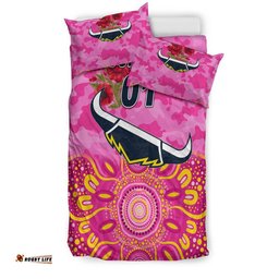 Custom Personalised North Queensland Cowboys ANZAC 2022 Bedding Set Indigenous Vibes Pink