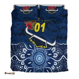 Custom Personalised North Queensland Cowboys ANZAC 2022 Bedding Set Indigenous Vibes Blue