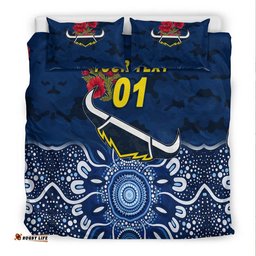 Custom Personalised North Queensland Cowboys ANZAC 2022 Bedding Set Indigenous Vibes Blue