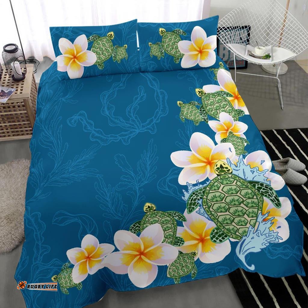 Plumeria Sea Turtle Bedding Set