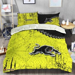 Penrith Panthers Bedding Set Grunge Polynesian Tattoo - NRL