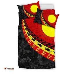 Aboriginal Bedding Set, Indigenous Flag Circle Dot Painting