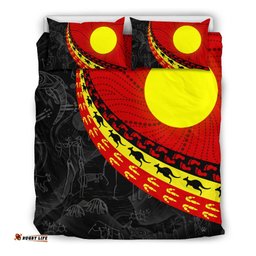 Aboriginal Bedding Set, Indigenous Flag Circle Dot Painting