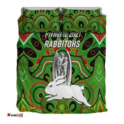 South Sydney Rabbitohs Bedding Set 2021 Indigenous Premiers Trophy Green