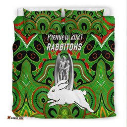 South Sydney Rabbitohs Bedding Set 2021 Indigenous Premiers Trophy Green
