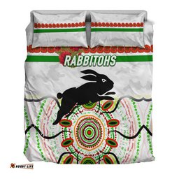 South Sydney Rabbitohs ANZAC 2022 Bedding Set Indigenous Vibes White