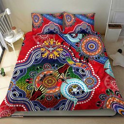 Custom NAIDOC Week 2024 Essendon Bombers Bedding Set Australia Aboriginal Dot Painting DT02