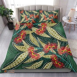 Australian Native Eucalyptus Plant Bedding Set Aboriginal Dot Art
