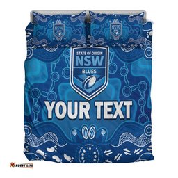 Custom Personalised NSW Blues Bedding Set New South Wales Aboriginal Art