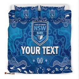 Custom Personalised NSW Blues Bedding Set New South Wales Aboriginal Art
