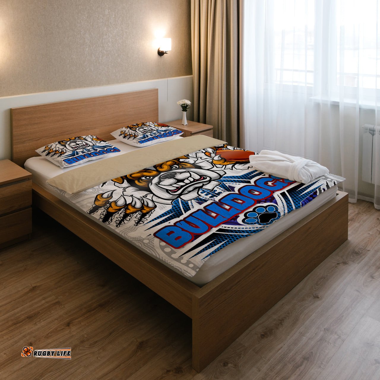 Bulldogs Rugby Custom Aboriginal Bedding Set - Indigenous Super Bulldogs RLT13